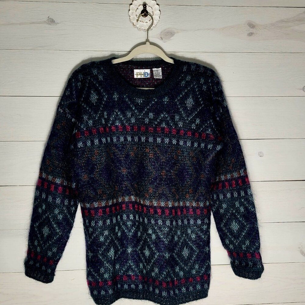 Vintage Paul Harris Sweater Fair Isle Soft Mohair Preppy 90's